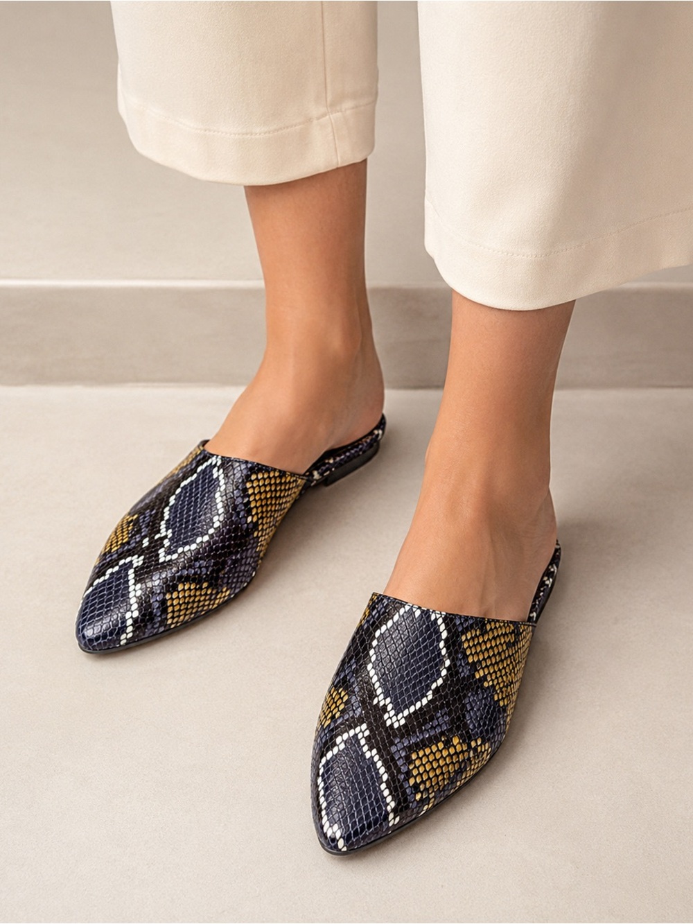 Madewell Mules with Snakeskin Pattern